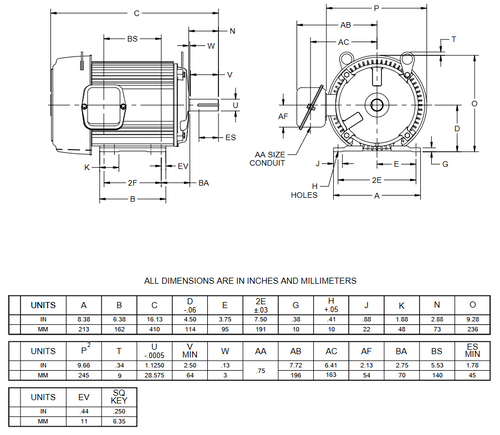 U2D10C Nidec 2 hp 1800/900 RPM (2 speed) 184T Frame 460V TEFC Constant-Torque 3-Phase Electric Motor