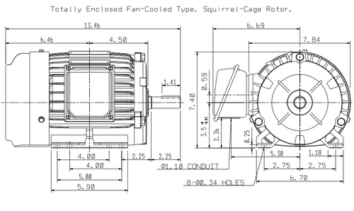 NP1/54 TECO Westinghouse 1 1/2 hp 1800 RPM 143T Frame 208-230/460V TEFC 3-Phase Motor