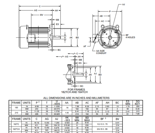 U3P1DCR Nidec 3 hp 3600 RPM 182TC Frame (No Base) 208-230/460V TEFC 3-Phase Electric Motor