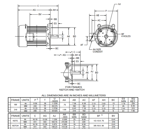 U3P2GCR Nidec 3 hp 1800 RPM 182TC Frame (No Base) 575V TEFC 3-Phase Electric Motor