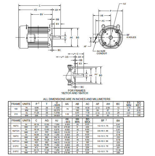 U7P2DCR Nidec 7 1/2 hp 1800 RPM 213TC Frame (No Base) 208-230/460V TEFC 3-Phase Electric Motor