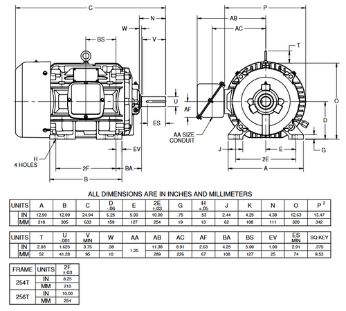 HD10P3G Nidec 10 hp 1200 RPM 256T Frame (Rigid Base) 575V TEFC 3-Phase Electric Motor