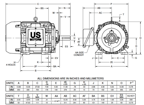 CD30P2F Nidec 30 hp 1800 RPM 286T Frame (Rigid Base) 460V TEFC 3-Phase World Electric Motor