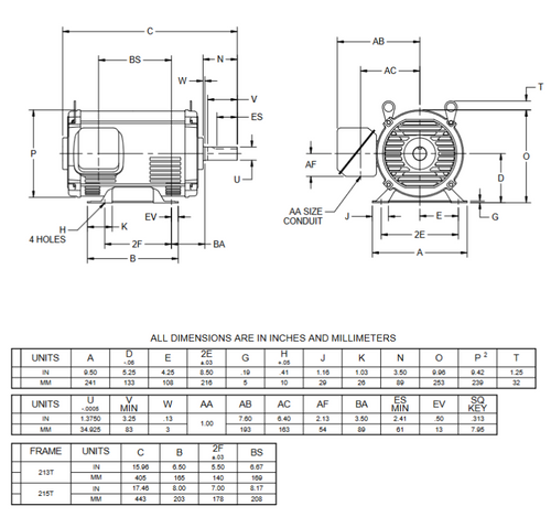 D3P3G Nidec 3 hp 1200 RPM 213T Frame (Rigid Base) 575V ODP 3-Phase Electric Motor