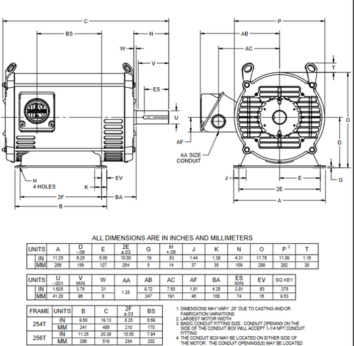 D7P3H Nidec 7 1/2 hp 1200 RPM 254T Frame (Rigid Base) 200V ODP 3-Phase Electric Motor