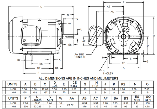 X1P2B Nidec 1 hp 1800 RPM 143T Frame (Rigid Base) 230/460V TEFC 3-Phase Hazardous Duty Motor