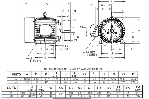 X7P2B Nidec 7 1/2 hp 1800 RPM 213T Frame (Rigid Base) 230/460V TEFC 3-Phase Hazardous Duty Motor