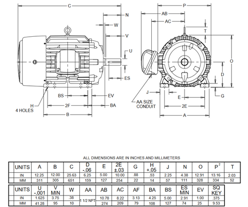 X15P2B Nidec 15 hp 1800 RPM 254T Frame (Rigid Base) 230/460V TEFC 3-Phase Hazardous Duty Motor