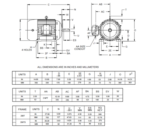 YC25P2B Nidec 25 hp 1800 RPM 284T Frame (Rigid Base) 230/460V TEFC 3-Phase Div 1 Hazardous Duty Motor