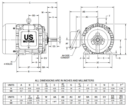 A5P2C Nidec 5 hp 1800 RPM 215 U Frame (Rigid Base) 460V TEFC 3-Phase Automotive Duty Motor