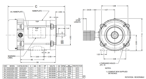 XS13SA2DCR Nidec 1/3 hp 1800 RPM 56C Frame 50/60 Hz 208-230/460V TEFC 3-Phase Hazardous Duty Motor