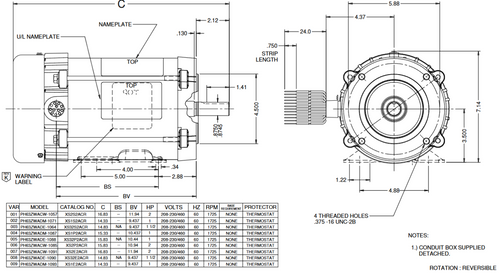 X32P2BCR Nidec 1 1/2 hp 1800 RPM 145TC Frame 60 Hz 230/460V TEFC 3-Phase Hazardous Duty Motor