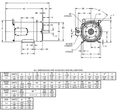 WDP10P2AC Nidec 10 hp 1800 RPM 215TC Frame (Rigid Base) 208-230/460V TEFC 3-Phase Washdown Motor