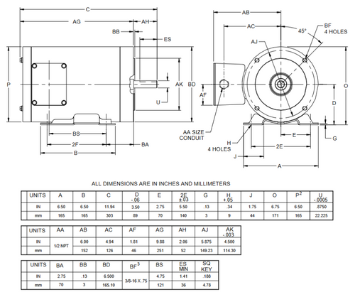 WDS32P2AC Nidec 1 1/2 hp 1800 RPM 145TC All-Stainless (Rigid Base) 208-230/460V TENV 3-Phase Washdown Motor