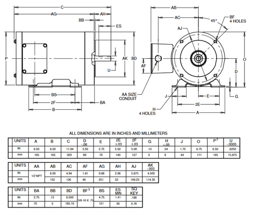 WDS2P2AFHC Nidec 2 hp 1800 RPM 56HC All-Stainless (Rigid Base) 208-230/460V TENV 3-Phase Washdown Motor