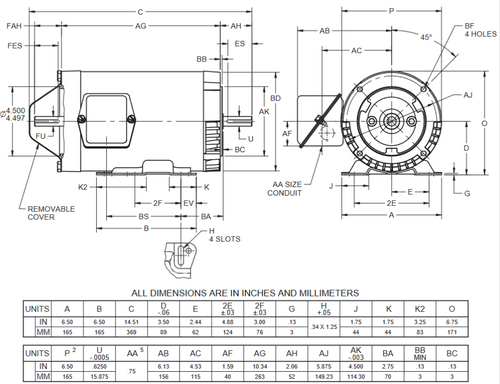 UN12T2BC Nidec 1/2 hp 1800 RPM 56C (Rigid Base) 230/460V TENV Vector-Duty 3-Phase Motor