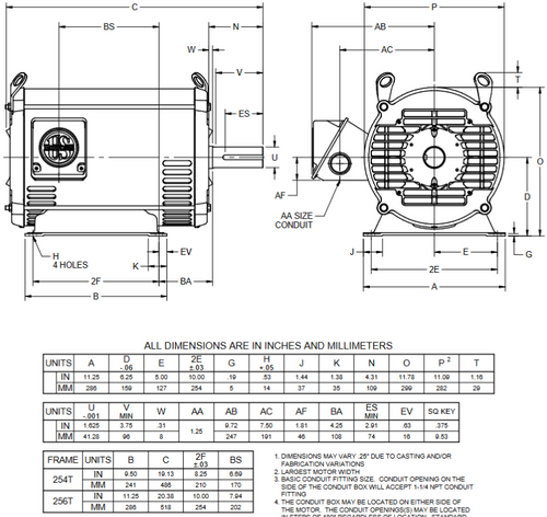 D20V2B Nidec 20 hp 1800 RPM 256T (Rigid Base) 230/460V ODP Inverter-Duty 3-Phase Motor