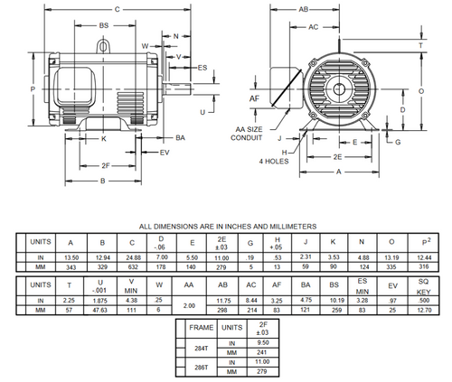 D30V2B Nidec 30 hp 1800 RPM 286T (Rigid Base) 230/460V ODP Inverter-Duty 3-Phase Motor