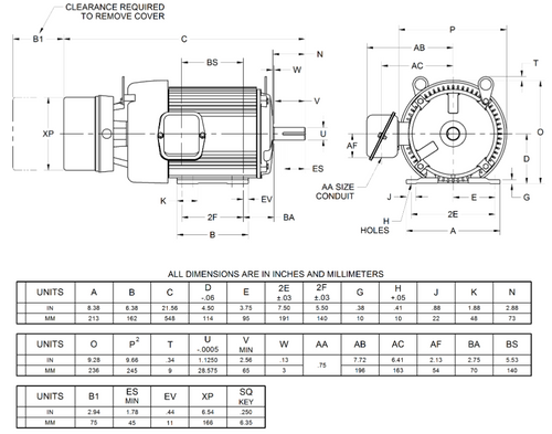 BMU3P2D Nidec 3 hp 1800 RPM 182T (Rigid Base) 208-230/460V TEFC 3-Phase BrakeMotor