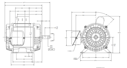 D3C1P18 Nidec 3 hp 3600 RPM 182T Frame (Rigid Base) 1-Speed 115/230V ODP Cap Start/Run Motor