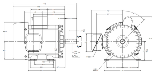 T1C2P18Z Nidec 1 hp 1800 RPM 115/230V 182 Frame (Rigid Base) 1-Speed TEFC Cap Start Motor