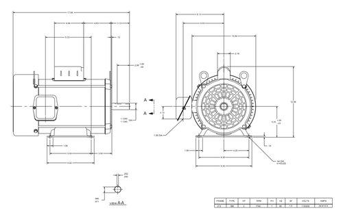 T2C2P21Z Nidec 2 hp 1800 RPM 115/230V 213 Frame (Rigid Base) 1-Speed TEFC Cap Start Motor