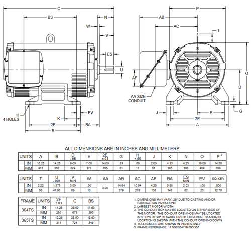 FF60E2GS Nidec 60 hp 1800 RPM 575V ODP 364TS (Rigid Base) 3-Phase Fire Pump Motor