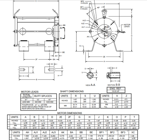 EZ30S1GZ Nidec 30 hp 3600 RPM 575V 3-phase 160ZBS Frame Oil Submersible Elevator Motor