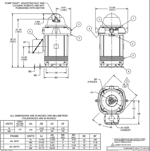 HO75P2SLG Nidec 75 hp 1800 RPM 460V 3-phase 365TP Frame Vertical Holloshaft Motor
