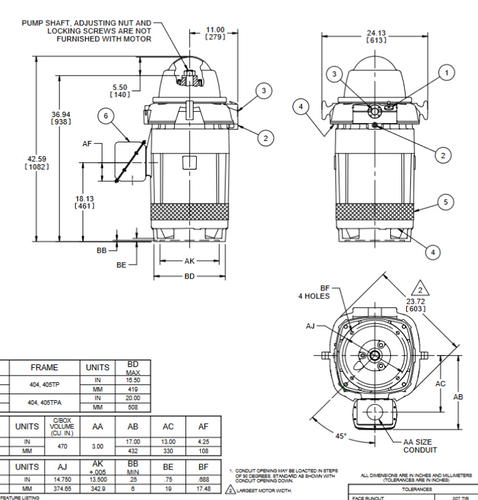 HO100P2SLGX Nidec 100 hp 1800 RPM 460V 3-phase 404TP Frame Vertical Holloshaft Motor