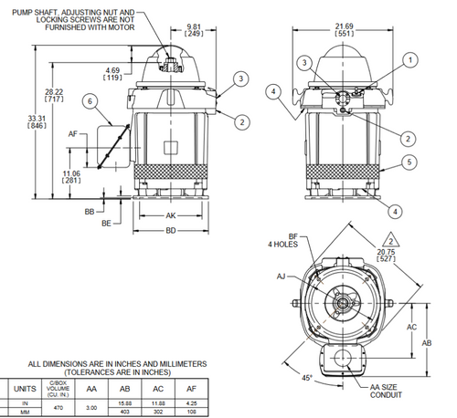 HO40V2BLF Nidec 40 hp 1800 RPM 230/460V 3-phase 324TPH Frame Inverter-Duty Vertical Holloshaft Motor