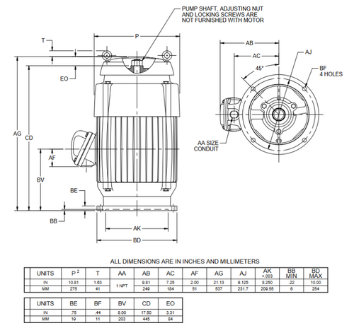 CHT10V2BLE Nidec 10 hp 1800 RPM 230/460V 3-phase 215TP Frame TEFC Holloshaft CORRO-DUTY Motor