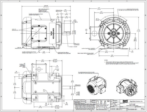 FX02BK002 | 2 HP 3600 RPM 56HC 208-230/460V 3 Phase TEFC, FLEX-IN-1 Marathon Electric Motor