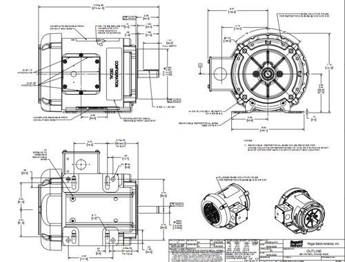 FX12FK003 | 1/2 HP 1800 RPM 56C 575V 3 Phase TEFC, FLEX-IN-1 Marathon Electric Motor