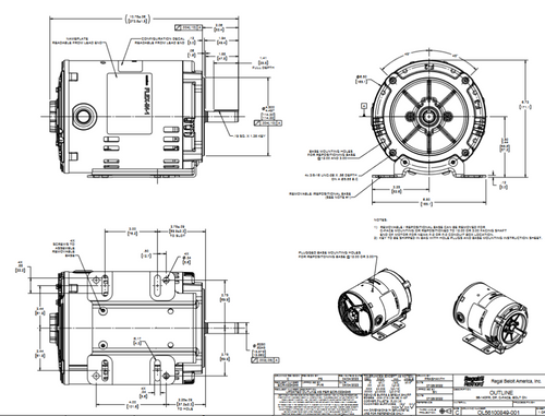 FX13BK001 | 1/3 HP 3600 RPM 56C 208-230/460V 3 Phase ODP, FLEX-IN-1 Marathon Electric Motor