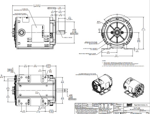 FX32FK002 | 1 1/2 HP 1800 RPM 56HC 575V 3 Phase ODP, FLEX-IN-1 Marathon Electric Motor