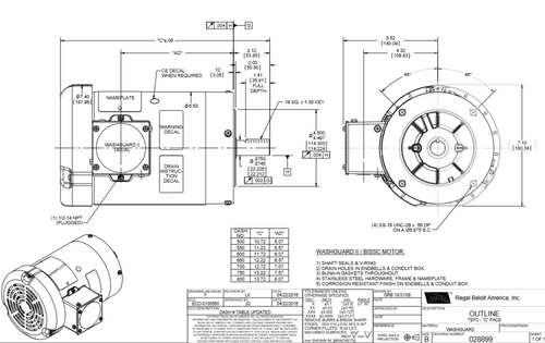 122200.00 Leeson Washguard 2 hp 1800 RPM 208-230/460V 3-Phase 145TC Frame TEFC (no base) Motor