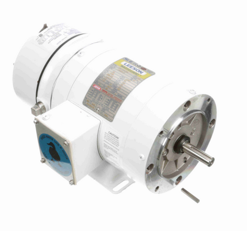 116466.00 Leeson White Duck 1/3 hp 1800 RPM 208-230/460V 3-Phase 56C Frame TENV (base) Brake Motor
