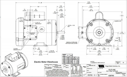 110109.00 Leeson |  1.5 hp 3450 RPM 56 Frame TEFC 115/208-230V w/Overload Protection