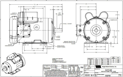 113938.00 Leeson |  1.5 hp 1725 RPM 56HZ Frame TEFC (Farm Duty) 115/208-230V