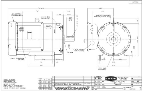 140707.00 Leeson |  7.5 hp 1740 RPM 215T Frame TEFC (Farm Duty) 230 Volts