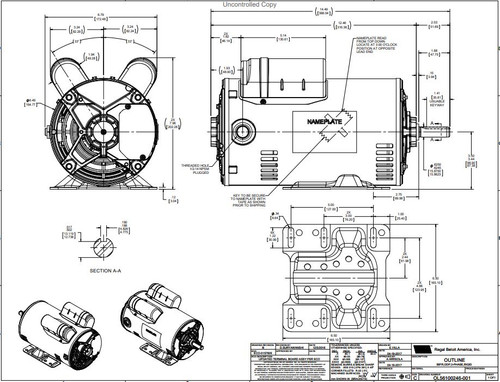E116704.00 Leeson |  2 hp 1725 RPM 56H Frame 115/208-230 Volts Open Drip
