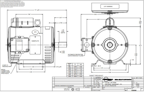 131535.00 Leeson |  2 hp 1725 RPM 182T Frame 115/208-230 Volts Open Drip