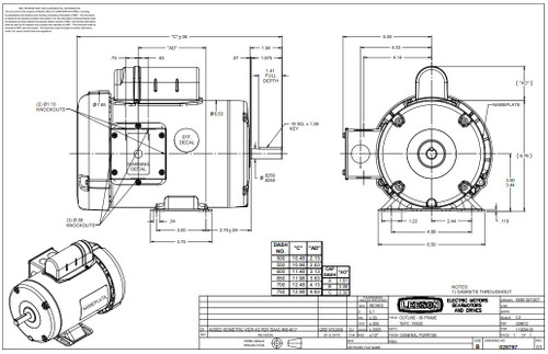 110013.00 Leeson |  3/4 hp 1725 RPM 56 Frame TEFC 115/208-230 Volts