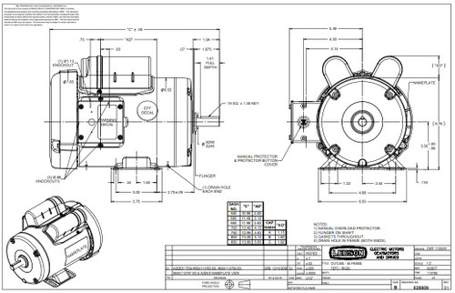 113767.00 Leeson |  3/4 hp 1725 RPM 56 Frame TEFC 115/208-230 Volts