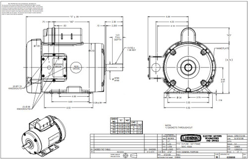 120025.00 Leeson |  1 hp 1725 RPM 143T Frame TEFC 115/208-230 Volts