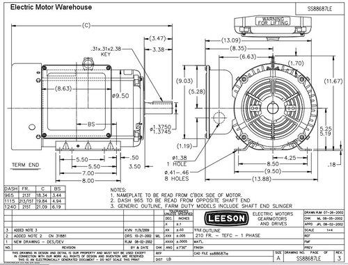 140684.00 Leeson |  7.5 hp 3450 RPM 213T Frame TEFC 208-230 Volts