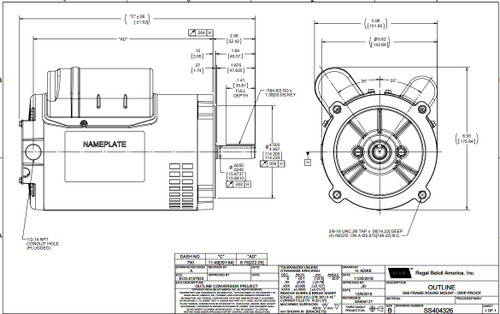 E100055.00 Leeson |  3/4 hp 3600 RPM 56C Frame ODP C-Face (no base) 115/230V