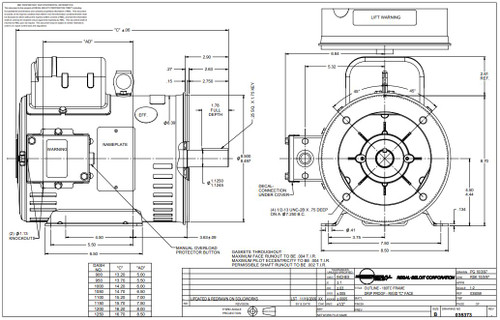 131629.00 Leeson |  3 hp 1800 RPM 184TC Frame ODP C-Face (rigid base) 115/230V