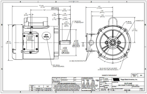 102865.00 Leeson |  1/2 hp 1800 RPM 56C Frame TEFC C-Face (no base) 115/208-230V